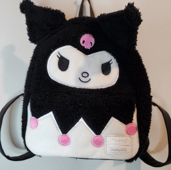Loungefly Handbags - Lounge Fly Sanrio Kuromi Black Sherpa Backpack Collectors Edition